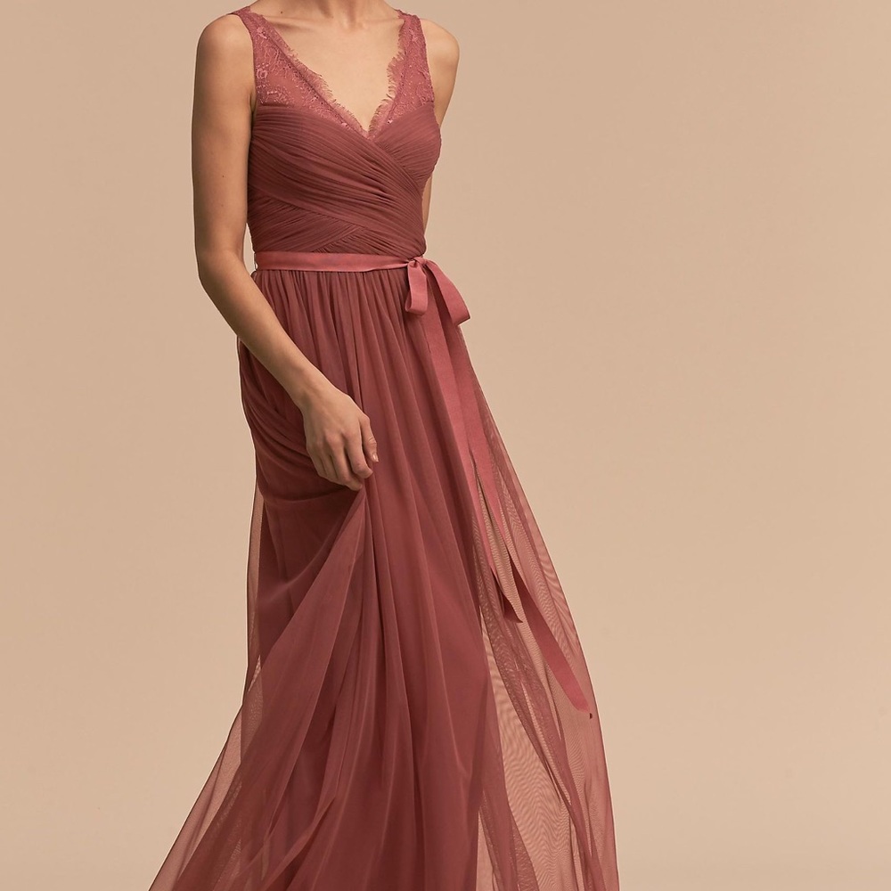 BHLDN Hitherto Fleur Bridesmaid Dress Pink Cherry
